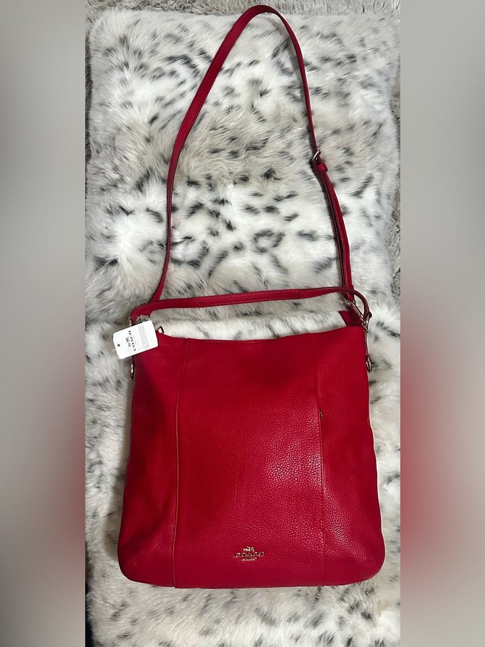 NWT Coach Isabelle  Red Pebbled Leather Crossbody Bag